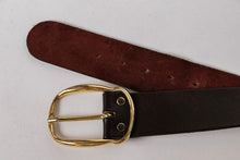 Load image into Gallery viewer, 1970s Leather Belt Brown High Waist Cinch M / L
