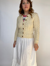 Load image into Gallery viewer, 1970s Irish Wool Cardigan Fisherman Sweater Knit XS