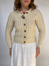 Load image into Gallery viewer, 1970s Irish Wool Cardigan Fisherman Sweater Knit XS