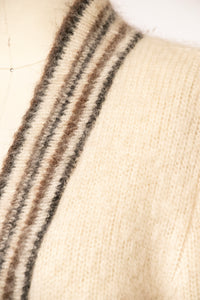 1970s Sweater Wool Striped Cardigan M / S
