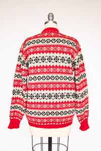 1960s Norwegian Sweater Wool Knit Cardigan M