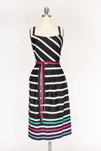 Load image into Gallery viewer, 1970s Lanz Dress Striped Cotton Cross Back M