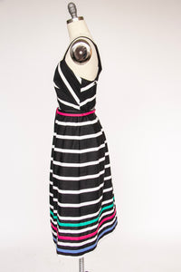 1970s Lanz Dress Striped Cotton Cross Back M