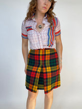 Load image into Gallery viewer, 1970s Wool Mini Skirt Plaid High Waist A-Line Pleated XS