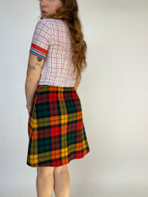 Load image into Gallery viewer, 1970s Wool Mini Skirt Plaid High Waist A-Line Pleated XS