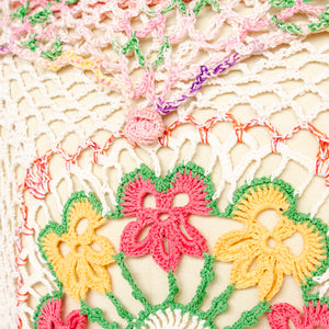 1970s Crochet Blouse Semi Sheer Cotton Top S/M