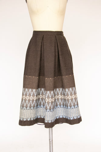 1970s Full Skirt Hand Woven Swedish Wool S