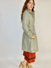 Load image into Gallery viewer, 1960s Leather Jacket Gray Pea Coat Trench Belted Mod M