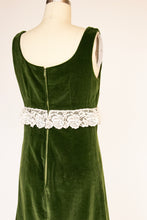 Load image into Gallery viewer, 1960s Dress Green Velvet High Waist Gown S