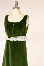 Load image into Gallery viewer, 1960s Dress Green Velvet High Waist Gown S