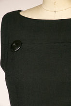 Load image into Gallery viewer, 1960s Dress Black Linen Shift S
