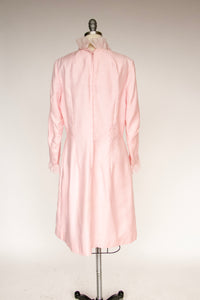 1960s Dress Pink Chiffon Pleated Sleeve L