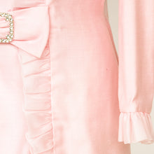 Load image into Gallery viewer, 1960s Dress Pink Chiffon Pleated Sleeve L
