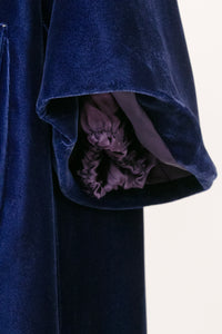 1950s Jacket Blue Velvet Swing Coat L / M