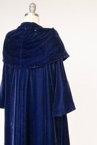 1950s Jacket Blue Velvet Swing Coat L / M