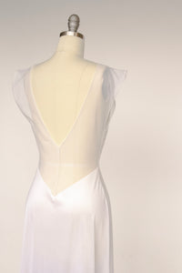 1980s Nightgown Sheer Lace Long Slip Lingerie Dress