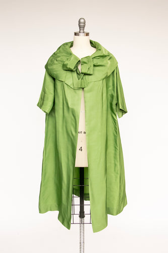 1950s Swing Coat Silk Green Taffeta Cocktail Jacket