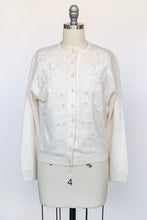 Load image into Gallery viewer, 1950s Cardigan Beaded Sweater Fitted Soft  S