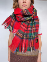 Load image into Gallery viewer, 1960s Scarf Mohair Wool Scottish Plaid Knit Oversized Wrap