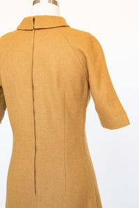 1960s Shift Dress Wool Mustard Mod S