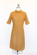 Load image into Gallery viewer, 1960s Shift Dress Wool Mustard Mod S