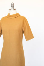 Load image into Gallery viewer, 1960s Shift Dress Wool Mustard Mod S