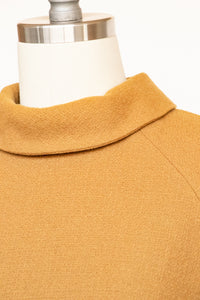 1960s Shift Dress Wool Mustard Mod S