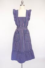 Load image into Gallery viewer, 1970s Pinafore Wrap Dress Cotton Cross Back Apron Front MlL