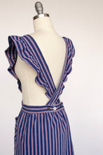 Load image into Gallery viewer, 1970s Pinafore Wrap Dress Cotton Cross Back Apron Front MlL
