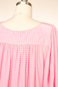 1980s Silk Dress Printed Pink Sheath OSFM