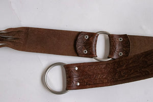 1990s Ralph Lauren Belt Leather Tie Waist Cinch Western Tooled