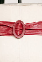 Load image into Gallery viewer, 1960s Belt Leather Waist Cinch Adjustable Red S/M