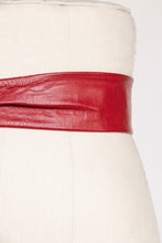 Load image into Gallery viewer, 1960s Belt Leather Waist Cinch Adjustable Red S/M