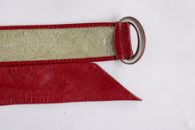 Load image into Gallery viewer, 1960s Belt Leather Waist Cinch Adjustable Red S/M