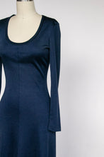 Load image into Gallery viewer, 1970s Maxi Dress  Blue Knit S