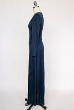 Load image into Gallery viewer, 1970s Maxi Dress  Blue Knit S