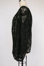 Load image into Gallery viewer, 1970s Blouse Sheer Lace Top Black L