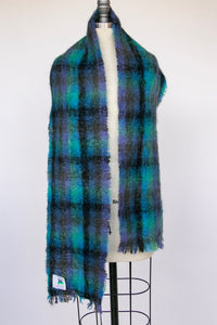 1980s Scarf Mohair Wool Plaid Knit Wrap Ireland
