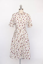 Load image into Gallery viewer, 1950s Dress Cotton Full Skirt Shirtwaist Fruit Print XS