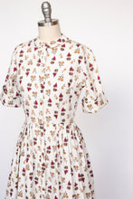 Load image into Gallery viewer, 1950s Dress Cotton Full Skirt Shirtwaist Fruit Print XS