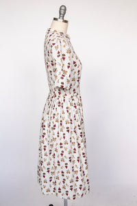 1950s Dress Cotton Full Skirt Shirtwaist Fruit Print XS