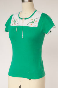1970s T-Shirt You Babes Green Tee XS / S