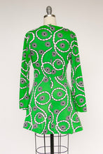 Load image into Gallery viewer, 1970s Mini Dress Printed Knit Mod M