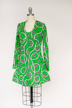 Load image into Gallery viewer, 1970s Mini Dress Printed Knit Mod M