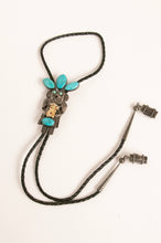 Load image into Gallery viewer, Vintage Kachina Doll Bolo Tie Turquoise Large Sterling Silver Navajo