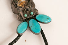 Load image into Gallery viewer, Vintage Kachina Doll Bolo Tie Turquoise Large Sterling Silver Navajo