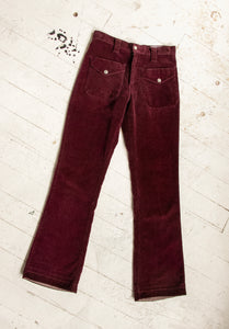 1970s Bell Bottom Cords Corduroy Pants 27" x 30"