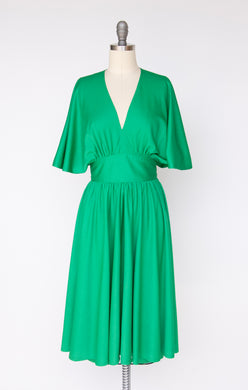 1970s Wrap Dress Kelly Green Knit S