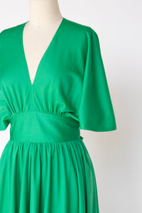 1970s Wrap Dress Kelly Green Knit S