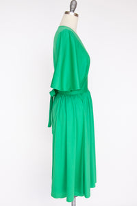 1970s Wrap Dress Kelly Green Knit S